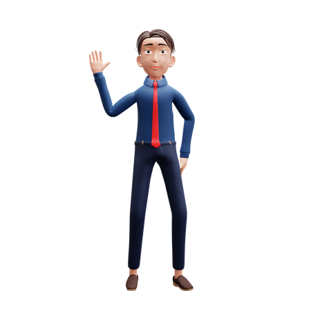 Businessman Waving  3D Illustration