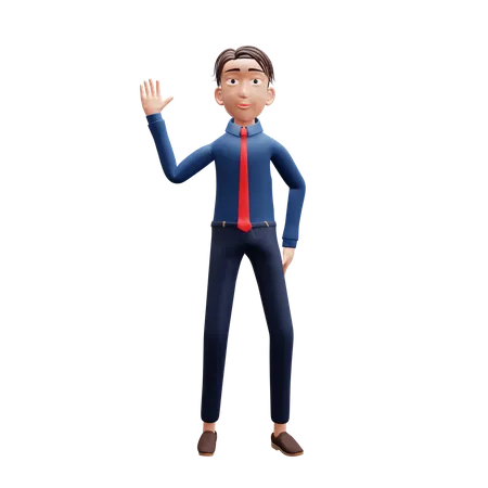 Businessman Waving  3D Illustration