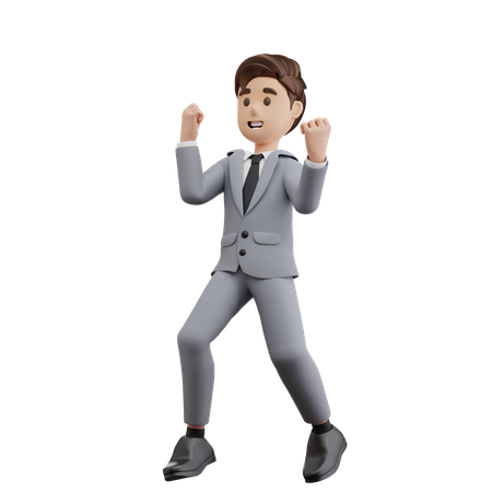 Businessman Winning Pose  3D Illustration