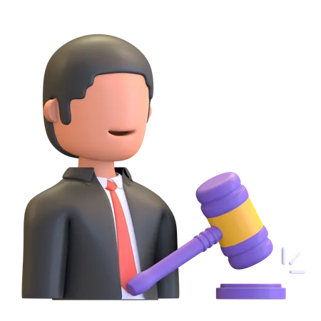 Businessman with gavel in auction  3D Illustration