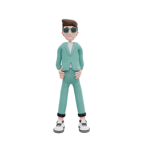 Businessman with hands on waist  3D Illustration