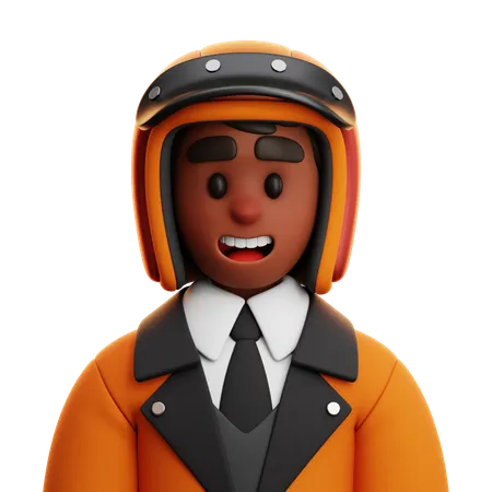 BUSINESSMAN WITH MOTORCYCLE HELMET  3D Icon