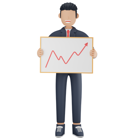 Businessman with profit chart  3D Illustration