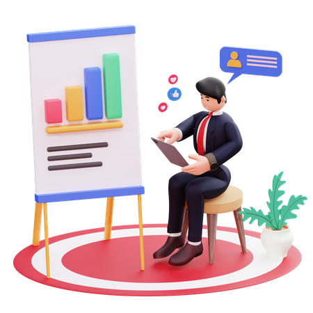 Businessman working on data analysis  3D Illustration