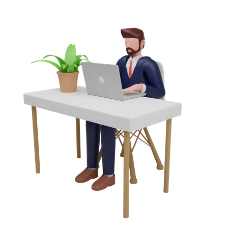 Businessman working on office  3D Illustration