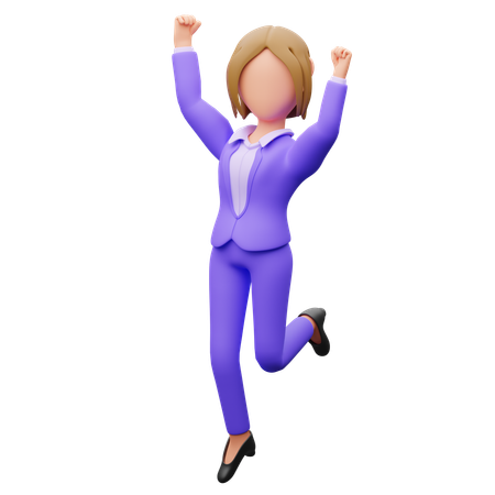 Businesswoman Celebrating Success  3D Illustration