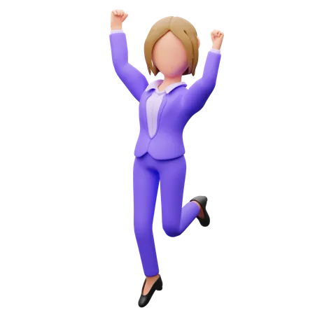 Businesswoman Celebrating Success  3D Illustration