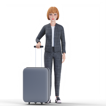 Businesswoman going on business trip  3D Illustration