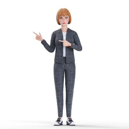 Businesswoman pointing finger  3D Illustration