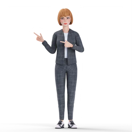 Businesswoman pointing finger  3D Illustration