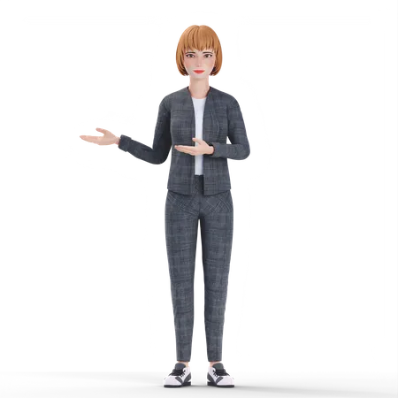 Businesswoman presenting something  3D Illustration