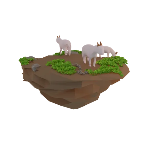 Cabras buscando comida  3D Illustration