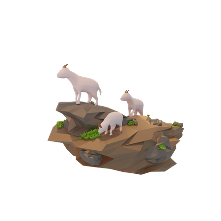 Cabras buscando comida  3D Illustration