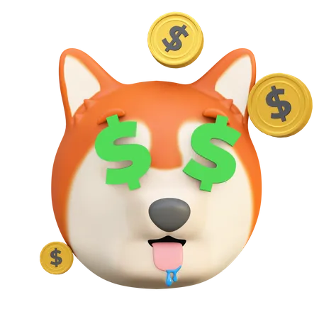 Cara de dinheiro de cachorro  3D Emoji