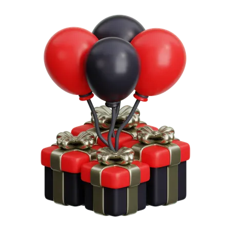 Cadeau et ballon  3D Icon