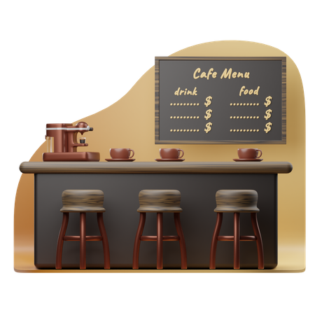 Café-Sitzungen  3D Illustration