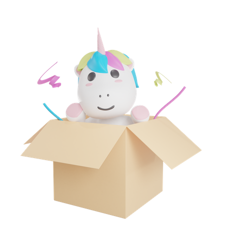 Caja sorpresa unicornio  3D Illustration