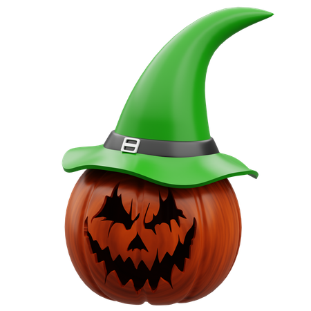 Calabaza aterradora con sombrero  3D Icon