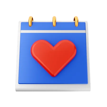 Calendrier coeur  3D Icon