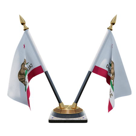 California Double Desk Flag Stand  3D Flag