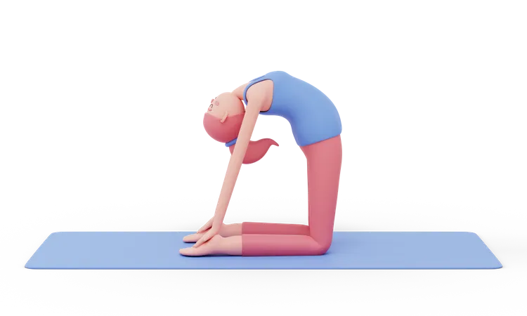 Camel Yoga Pose  3D Illustration