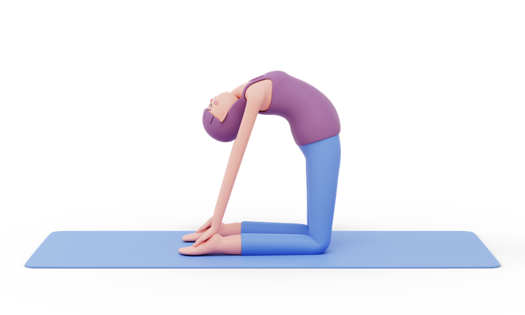 Camel Yoga Pose  3D Illustration