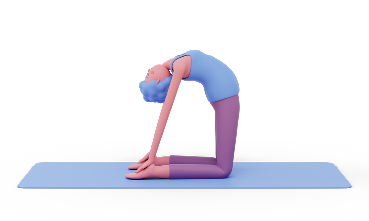 Camel Yoga Pose  3D Illustration