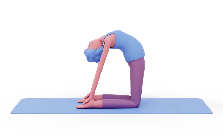 Camel Yoga Pose  3D Illustration