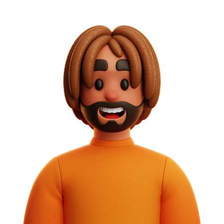 Homem de camisa laranja  3D Icon