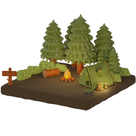 Site de camp  3D Icon