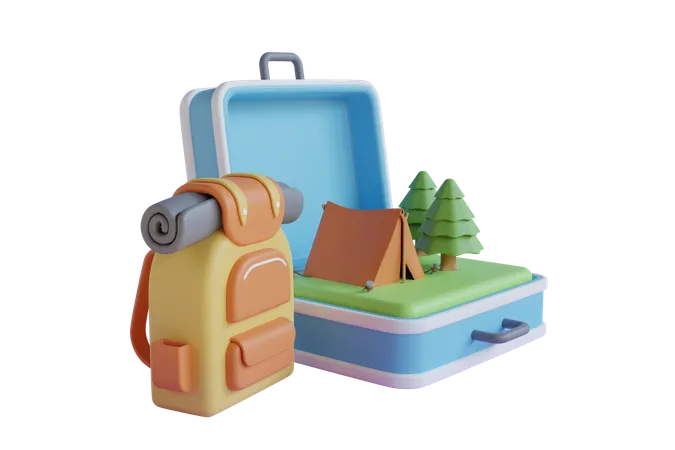 Camping equipments  3D Illustration