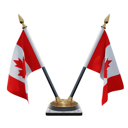 Canada Double Desk Flag Stand  3D Flag