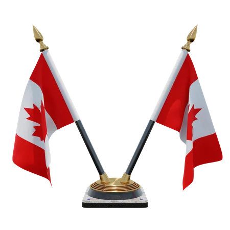 Canada Double Desk Flag Stand  3D Flag