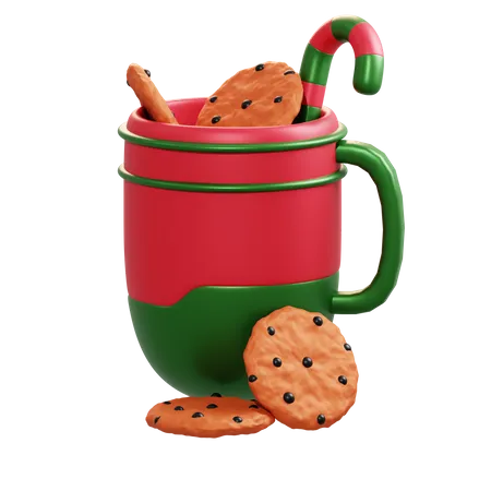 Caneca e biscoito de natal  3D Illustration