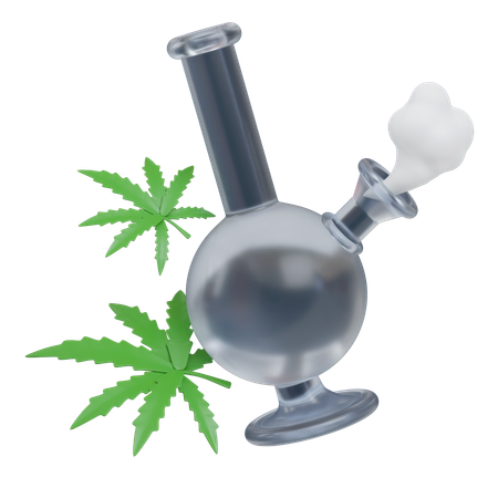 Cannabisbong mit Rauch  3D Icon