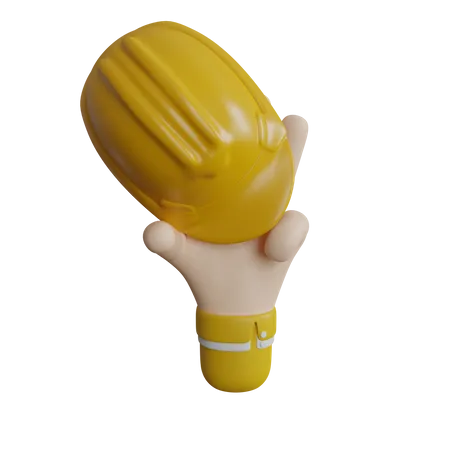 Capacete de construção na mão  3D Icon