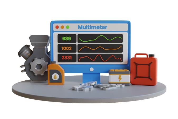 Car engine diagnostic  3D Illustration