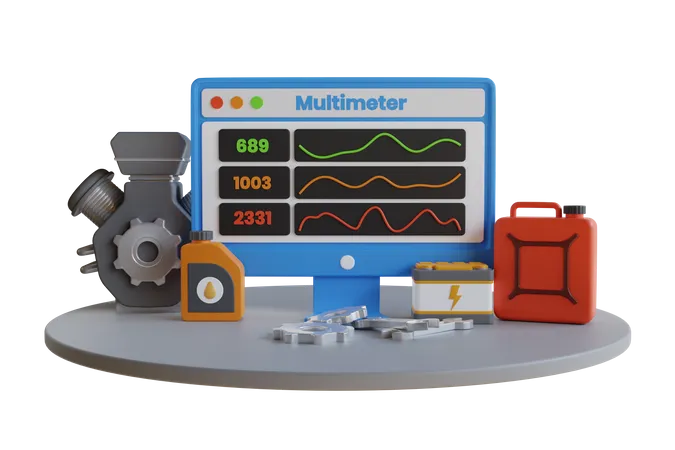 Car engine diagnostic  3D Illustration