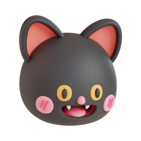 Cara de gato preto  3D Icon