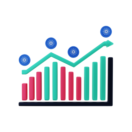 Crescimento do investimento cardano  3D Illustration