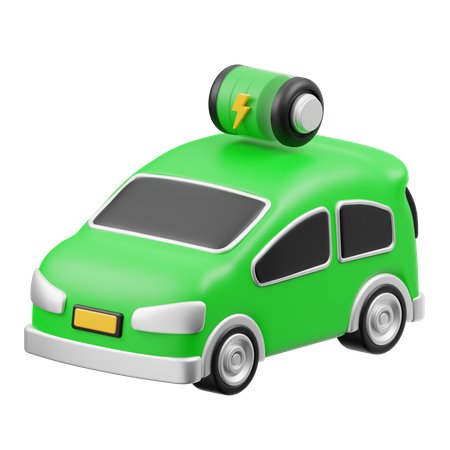 Carro elétrico com bateria cheia  3D Icon