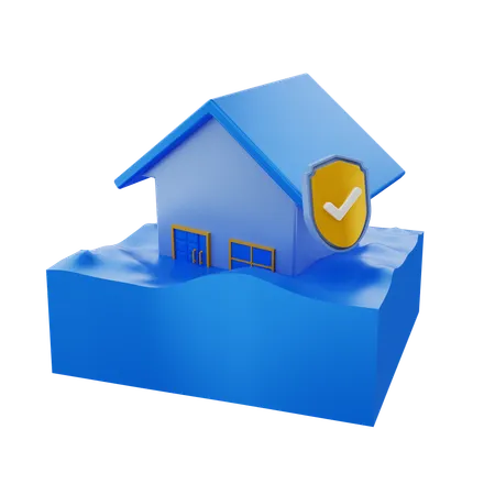 Casa en inundación  3D Icon