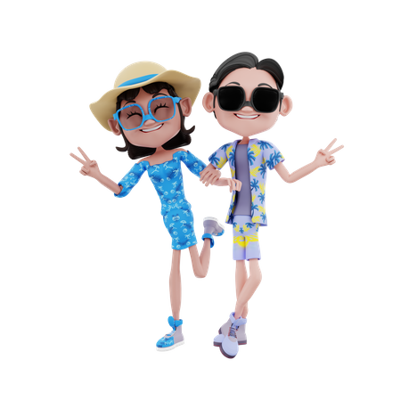 Casal Turista  3D Illustration