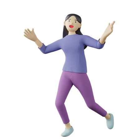 Casual female catching pose  3D Illustration