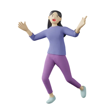 Casual female catching pose  3D Illustration