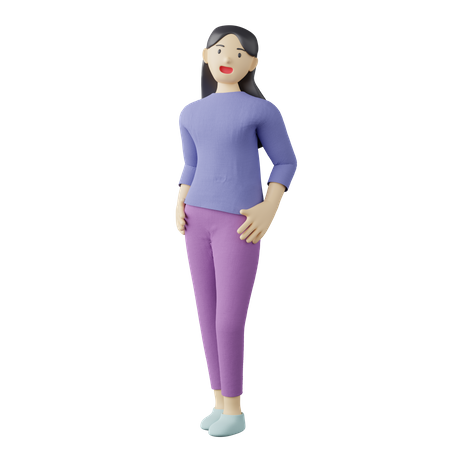 Casual female hands on waist pose  3D Illustration