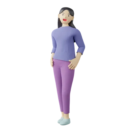 Casual female hands on waist pose  3D Illustration