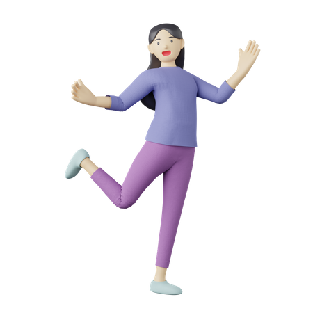 Casual female joyful pose  3D Illustration