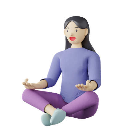 Casual female meditation pose  3D Illustration