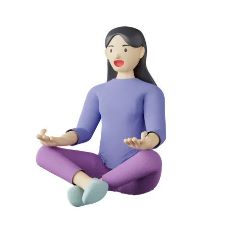 Casual female meditation pose  3D Illustration